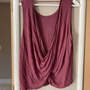 Athleta Drape Back Cotton Ribbed Tank size XL dusty rose pink